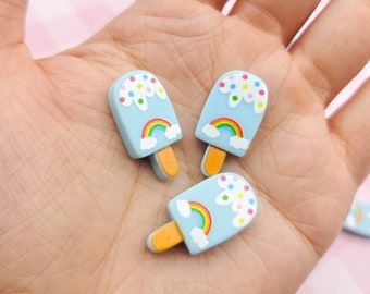 Blue Rainbow Popsicle Icecream Kawaii Embellishment Cabochon Flat Back