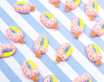 Pink Multi Layer Sprinkle Popsicle Icecream Kawaii Embellishment Cabochon Flat Back