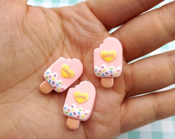 Pink Sprinkle Popsicle Icecream Kawaii Embellishment Cabochon Flat Back