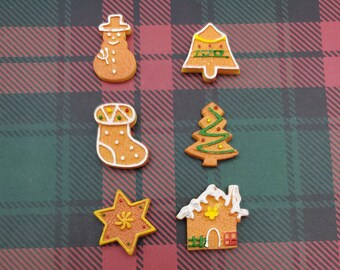 Assorted Pack of 8 Christmas Cookie Cabochons Flat Back