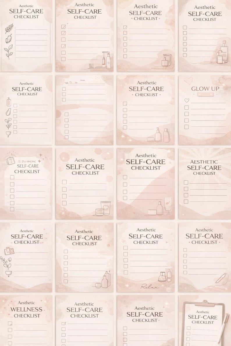 Aesthetic Self-care Checklist Printable | Daily Self Care Planner ...