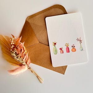 Postkarte - A6 - Blumenvase - Frühling - Blumenstrauß - Karte - Geburtstagskarte - kleiner Gruß - Aquarelle - handgemalt - Naturpapier