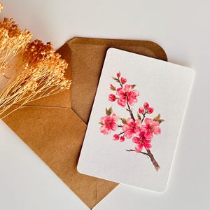 Postkarte - A6 - Kirschblüten - Frühling - Cherry Blossom - Karte - Geburtstagskarte - kleiner Gruß - Aquarelle - handgemalt - Naturpapier