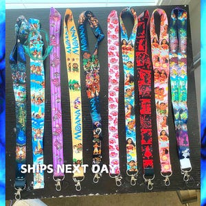 Moana, Alice & Princess Lanyards | Cute and Colorful ID Badge Holders | Gift for Disney Fans, Kids, Teachers | Ships Next Day