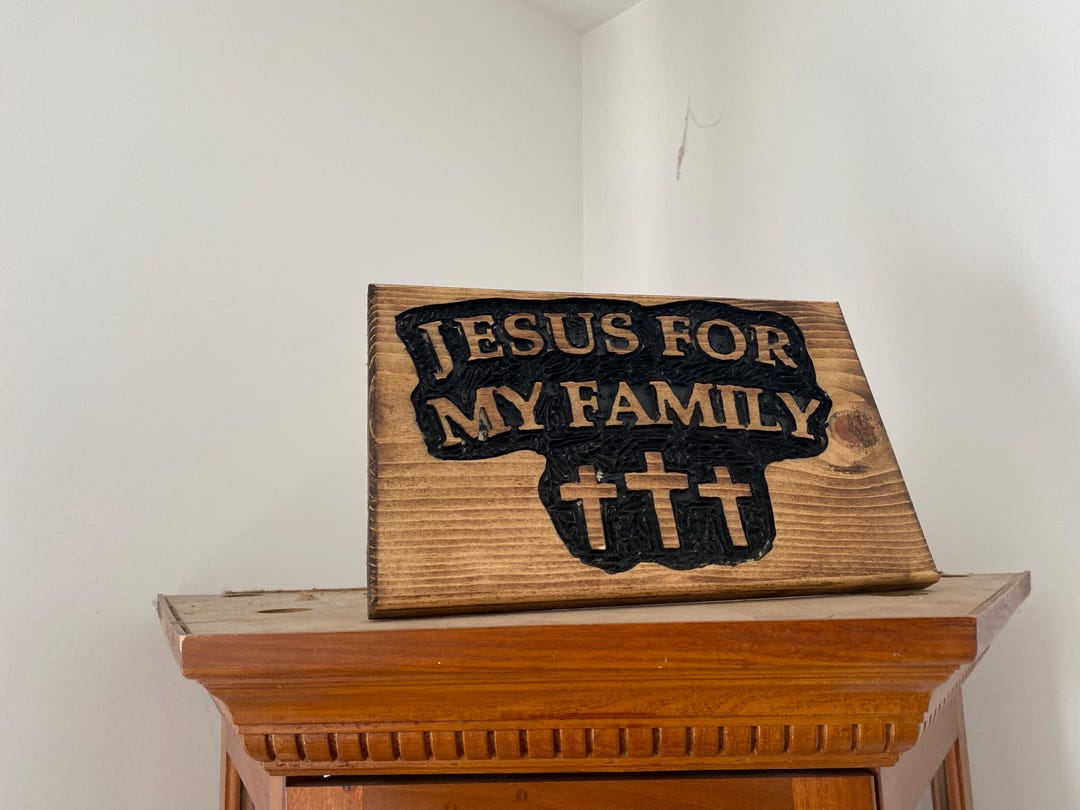 Carved jesus for My Family Sign - Etsy