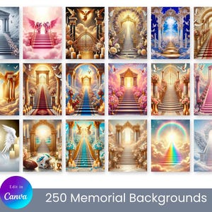 250 Memorial Backgrounds – Digital Tribute Backgrounds for Memorial Shirts, Posters & Obituaries