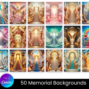 100 Memorial Backgrounds – Digital Tribute Backgrounds for Memorial Shirts, Posters & Obituaries