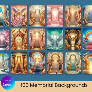 100 Memorial Backgrounds – Digital Tribute Backgrounds for Memorial Shirts, Posters & Obituaries