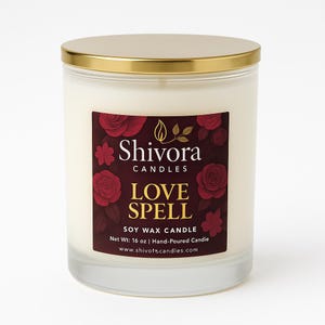 Love Spell Soy Candle – 10 oz White Jar | Romantic Floral Scent | Hand-Poured Soy Wax | Gift for Her | Shivora Candles