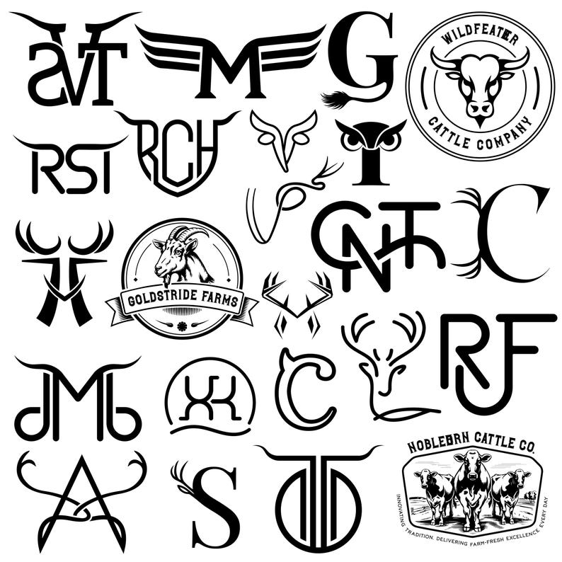 Custom Cattle Brand Logo, Western Ranch Branding Iron Design, Livestock ...