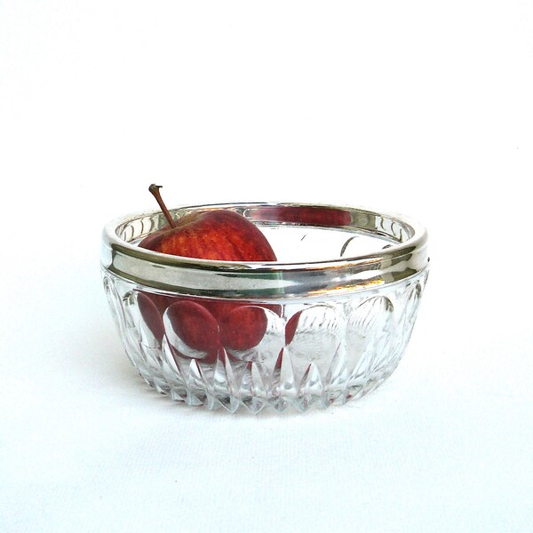 vintage cut crystal and silver bowl   ...   elegant petite serving piece