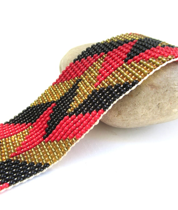 African  statement bracelet  ...   chevron geomet… - image 3