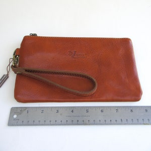 Italian leather compact wristlet bag ... brown ... sturdy washed leather ... wristlet pouch ... made in Venice Italy image 6