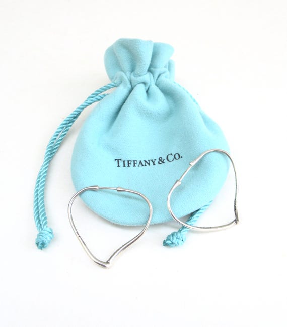 vintage Tiffany & Co sterling silver open heart hoops  ... elsa peretti earrings  ...  iconic  open heart hoop earrings