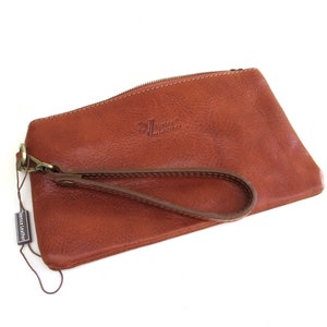 Italian leather compact wristlet bag ... brown ... sturdy washed leather ... wristlet pouch ... made in Venice Italy image 5