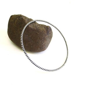 sterling silver delicate bangle bracelet  ... twisted rope stacker  ...  southwestern influence  ...  925