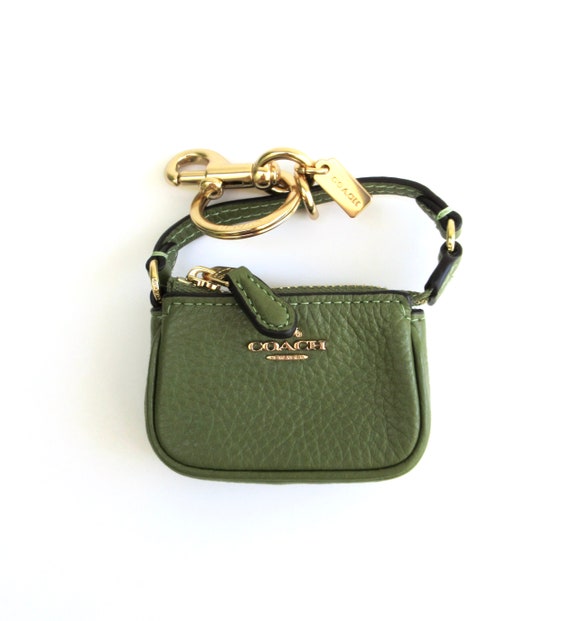 Petite Coach Leather Key Chain  Nolita Bag Charm  Olive 