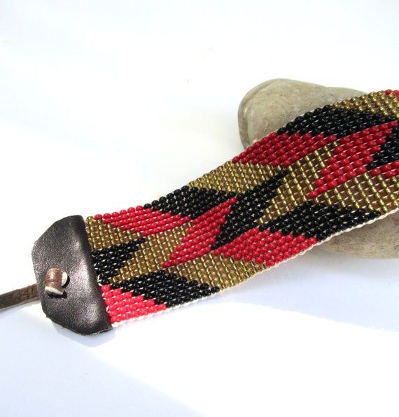 African  statement bracelet  ...   chevron geomet… - image 2