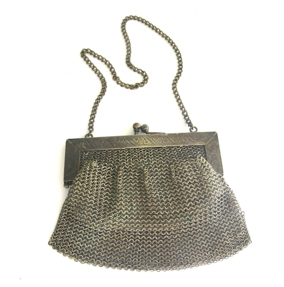 vintage silver mesh purse  ... german silver meta… - image 5