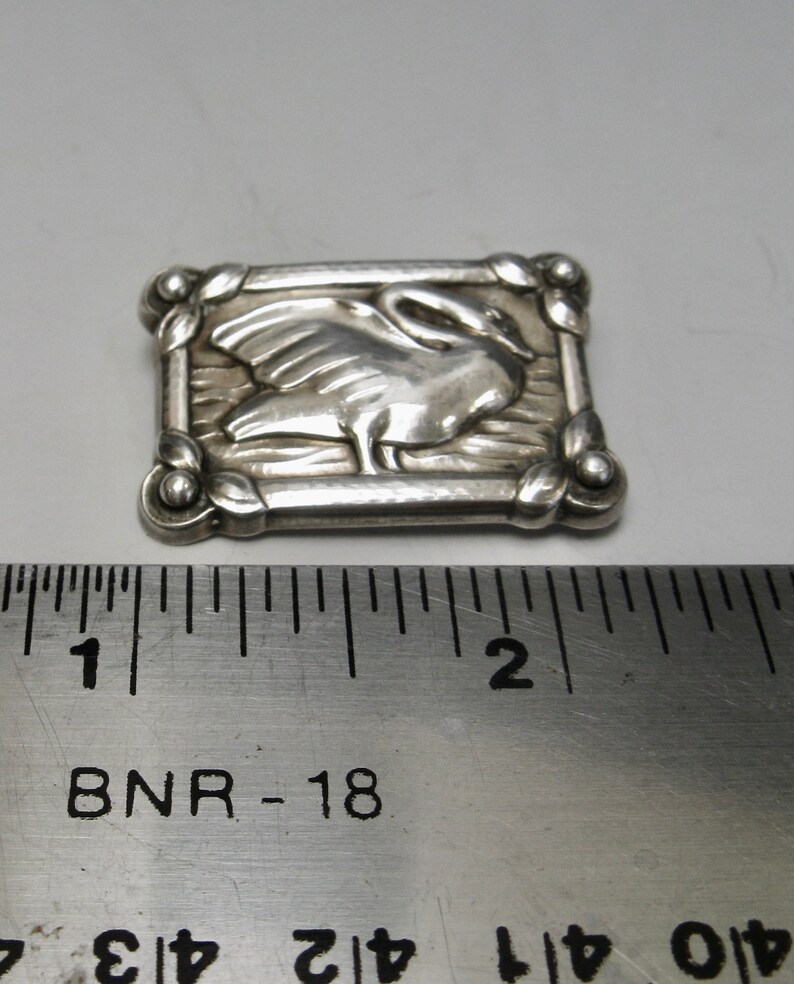 swan brooch .. mid century modern sterling silver pin .. vintage georg jensen .. modernist ..