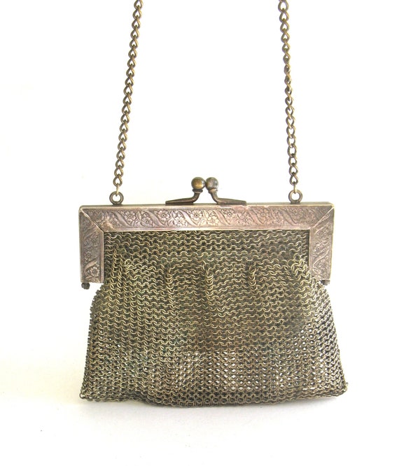 vintage silver mesh purse  ... german silver meta… - image 2