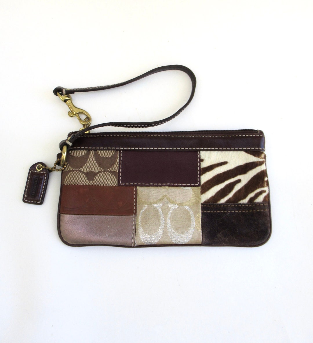 Vintage Coach Wristlet Coach Signature Print Patchwork Etsy