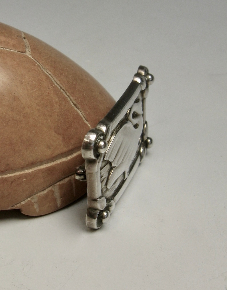 swan brooch .. mid century modern sterling silver pin .. vintage georg jensen .. modernist ..