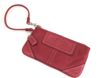 vintage coach red leather zip wristlet  ...  coach  leatherware  ... compact  purse  ...   Coach  est. 1941