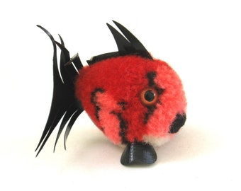 vintage miniature steiff  fish  ...   pom pom red coral fish