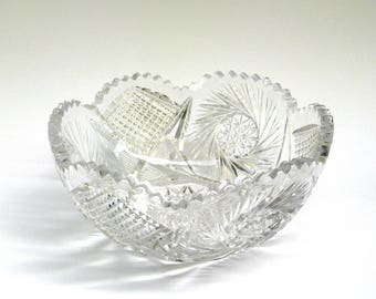 vintage cut crystal bowl ... large brilliant bowl