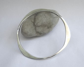 sterling silver  modernist bangle bracelet  ... heavy and elegant Scandinavian inspired  ...  vintage mid century modern