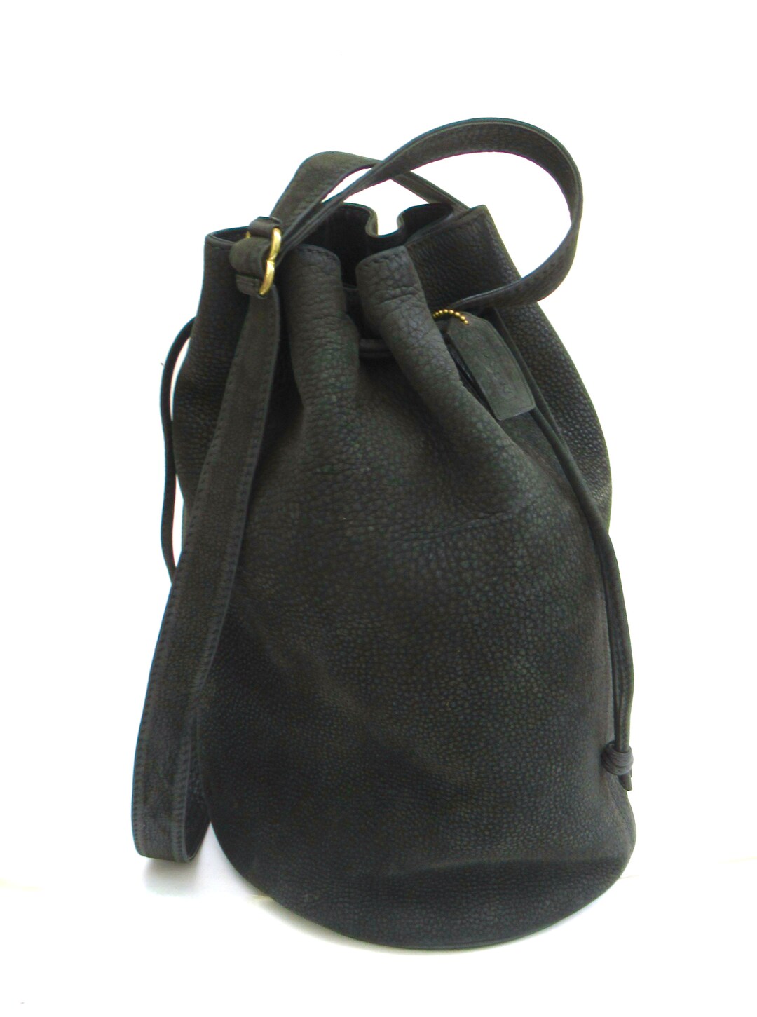 Vintage Coach Dark Sage Green Nubuck Drawstring Duffle Bag Bucket