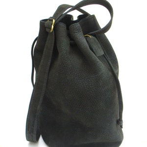 vintage coach dark  green nubuck drawstring duffle bag   ...  bucket bag ... pebble leather sac  ...  satchel ... made in italy