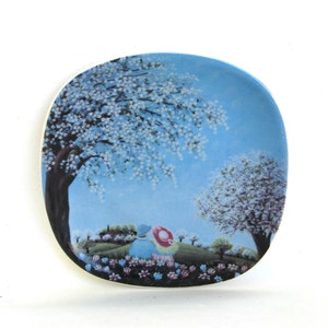 vintage finnish ceramic wall tile   ...  decorative spring wall plate from finland  ...  arabia porcelain