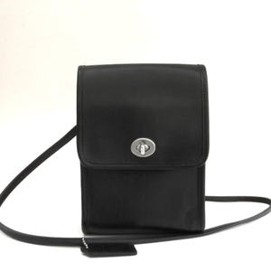 vintage Coach scooter crossbody turnlock  bag   ...  original classic  petite black leather  shoulder bag  ...  nickel silver hardware