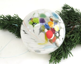 vintage artisan   ...  hand blown glass ball ornament  ...  Murano Italy  ...   abstract christmas decoration