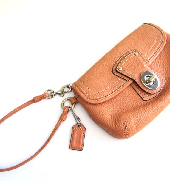 Leather Zipper Clutch With Wrist Strap, Minimal Style Wristlet