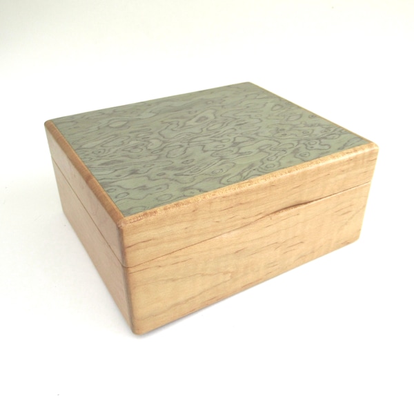 vintage hand made wooden box   ... curly maple jewelry box   ...   handmade artisan storage box