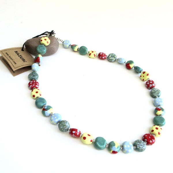 bold  african statement necklace   ...  Kazuri  ...   colorful ceramic beads  ...   kenya aftica  ...  hand made bead necklace