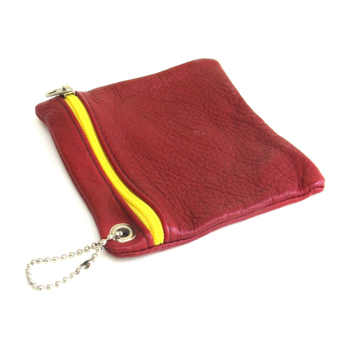 Vintage Italian Leather Compact Mini Bag Red and Yellow
