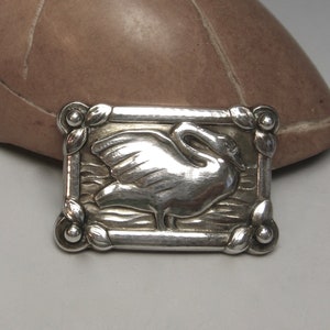 RARE Georg Jensen ...  mid century modern sterling silver pin ...  early  swan brooch ...   modernist  ...  vintage