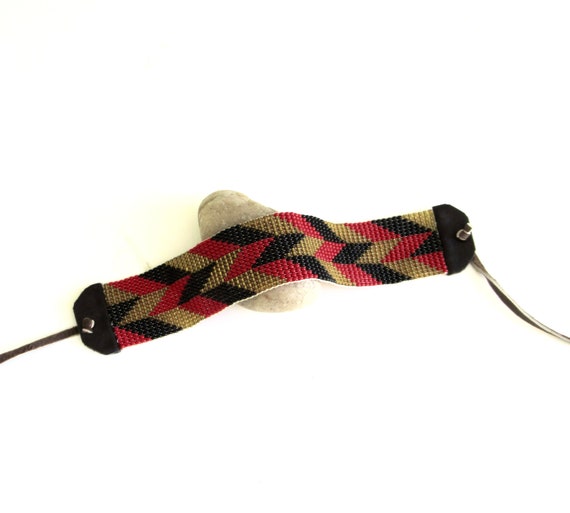 African  statement bracelet  ...   chevron geomet… - image 1