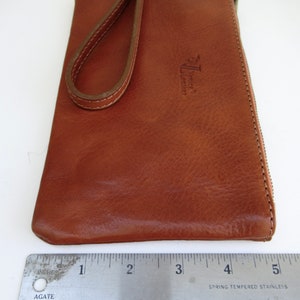 Italian leather compact wristlet bag ... brown ... sturdy washed leather ... wristlet pouch ... made in Venice Italy image 7