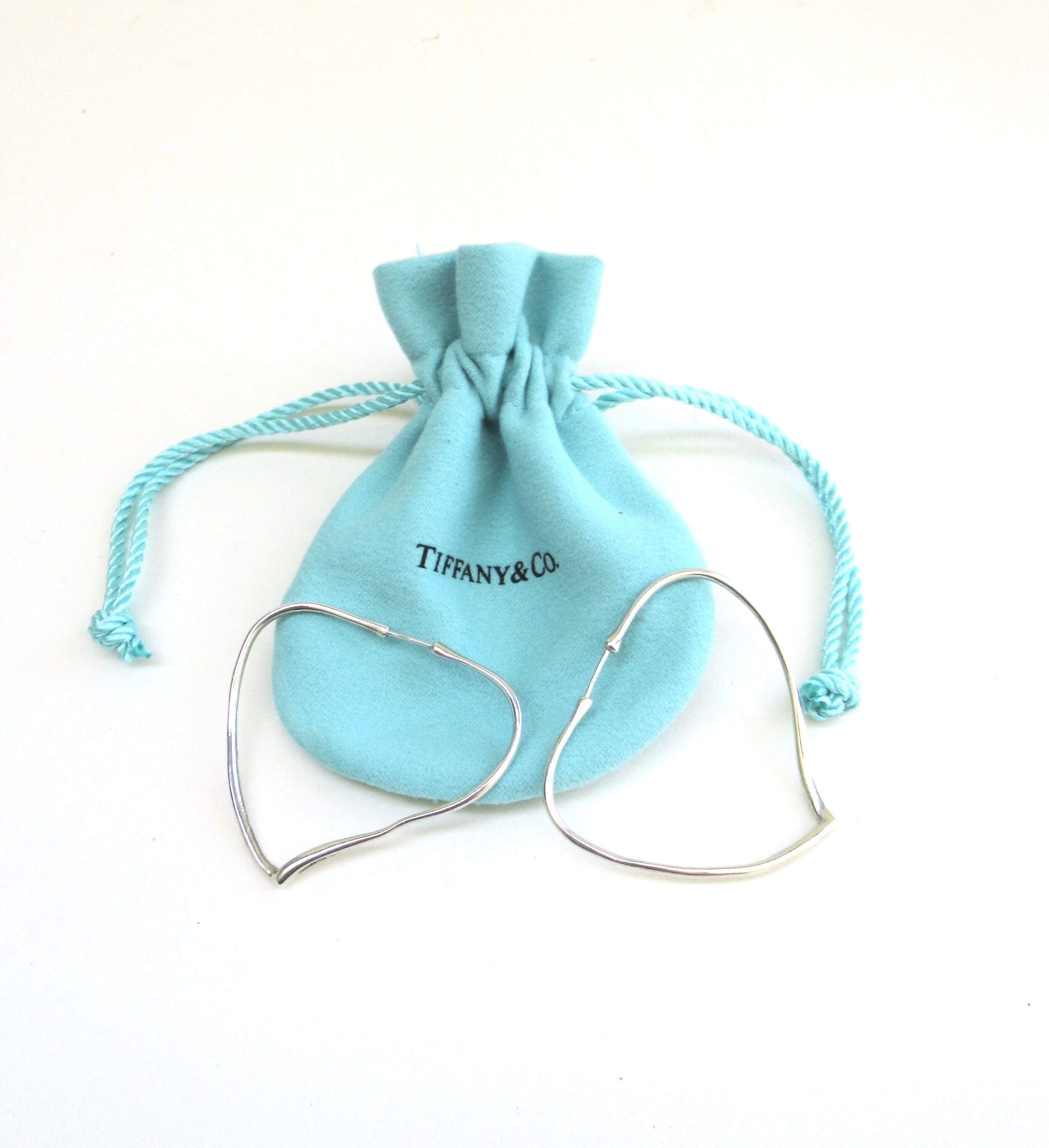 Vintage Tiffany & Co Sterling Silver Open Heart Hoops ... Elsa 