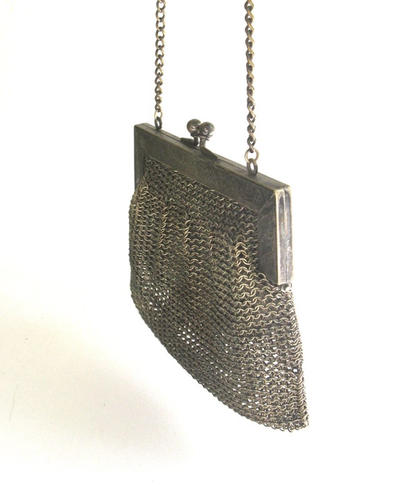 vintage silver mesh purse  ... german silver meta… - image 4