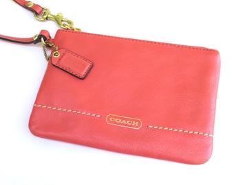 vintage coach coral leather wristlet  ...  compact  leather  purse  ...  wallet ...   pouch