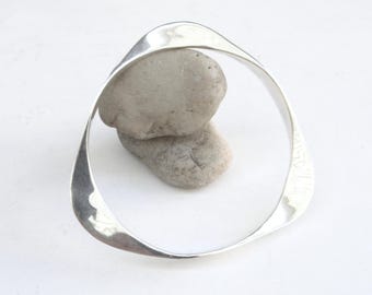 sterling silver  modernist bangle bracelet  ... heavy and elegant Scandinavian inspired  ...  vintage mid century modern