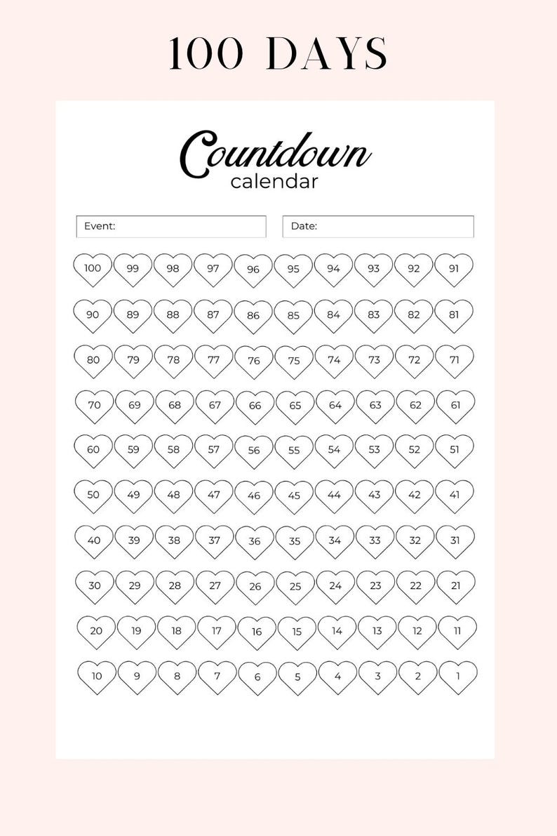 Printable Countdown Calendar - Etsy