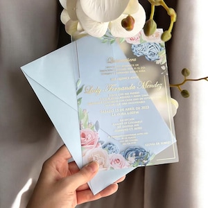 Personalisierte klare Acrylhochzeitseinladung Luxusblumenpartykarten elegante transparente einladen für Verlobung, Jahrestag, Brautshow