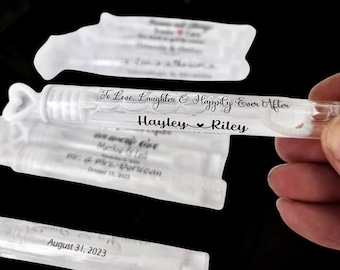 Personalized Wedding Bubble Tubes – Heart Handle Soap Bubble Bottles – 10/20/50pcs Party Favors for Guests, Kids & Events